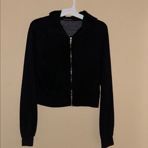 Brandy Melville Black Zip-Up Hoodie